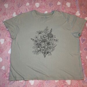 Fifth Sun Women's Green Floral Graphic Tee size XL
